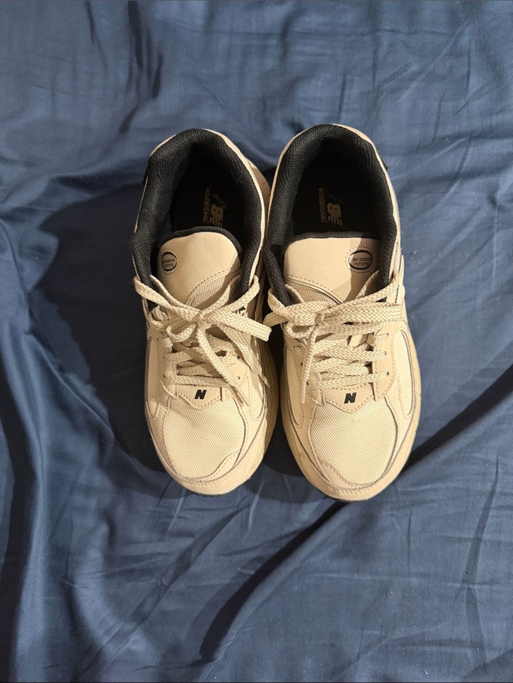 New Balance Cream Lace-Up Sneakers